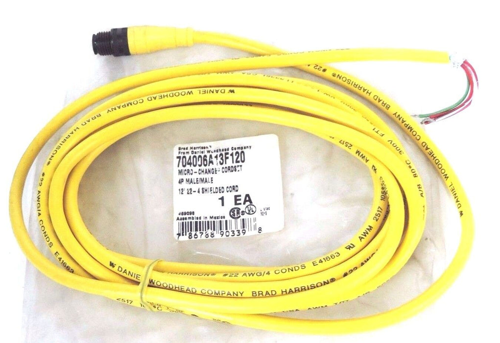 NEW BRAD HARRISON 704006A13F120 MICRO-CHANGE CORDSET 12', 4P MALE/MALE