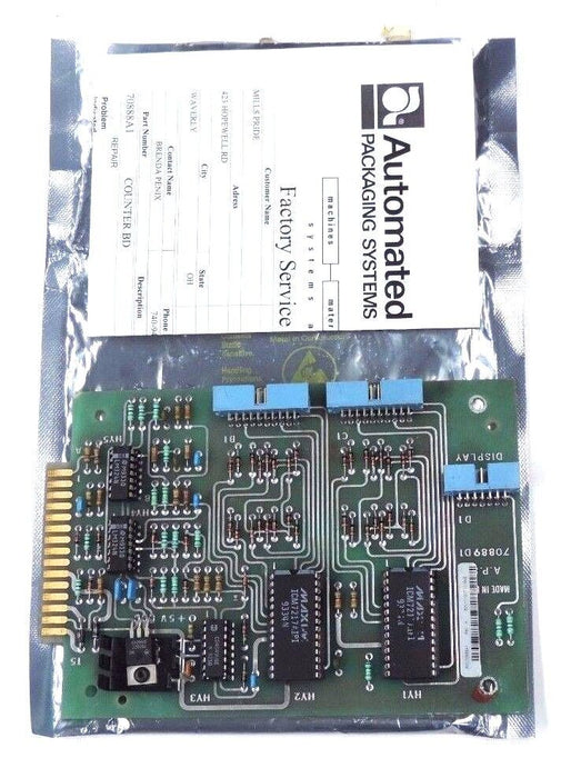 REPAIRED AUTOMATED PACKAGING SYSTEMS 70888A1 COUNTER BOARD B/M-E