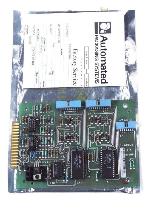 REPAIRED AUTOMATED PACKAGING SYSTEMS 70888A1 COUNTER BOARD B/M-E