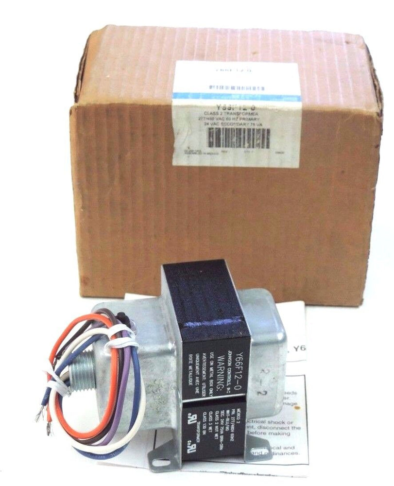 NIB JOHNSON CONTROLS Y66F12-0 CLASS 2 TRANSFORMER Y66F120, 277/480 VAC 60HZ PRI.