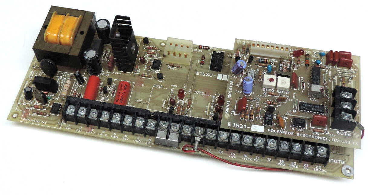 POLYSPEDE E1530-052 CIRCUIT BOARD E153052 W/ POLYSPEDE E1531-21 ISOLATOR BOARD