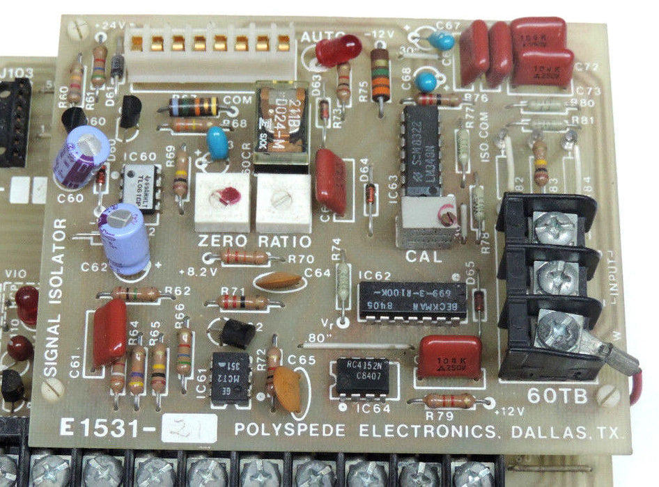 POLYSPEDE E1530-052 CIRCUIT BOARD E153052 W/ POLYSPEDE E1531-21 ISOLATOR BOARD