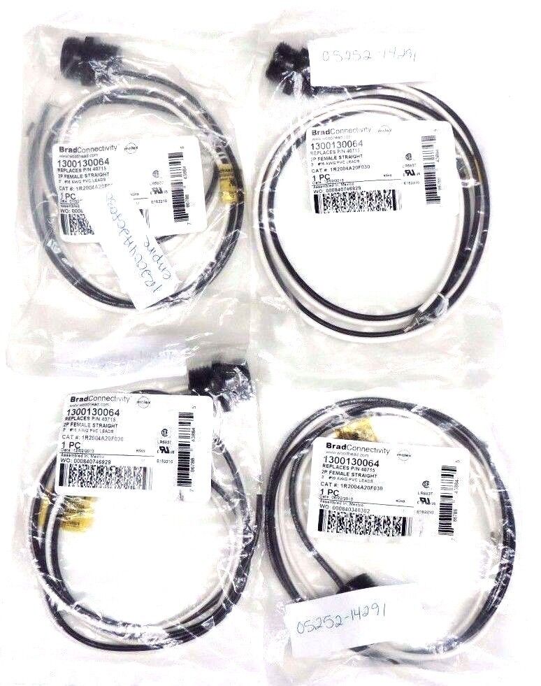 LOT OF 4 NEW WOODHEAD 1300130064 CONNECTORS 2P FEMALE STRAIGHT 3' LEADS