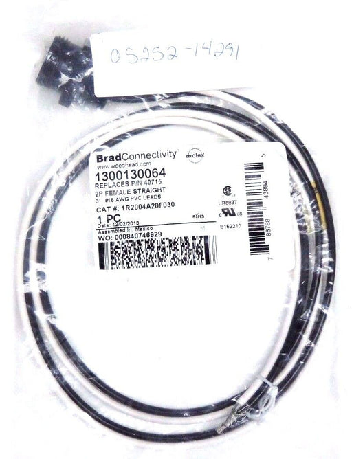 LOT OF 4 NEW WOODHEAD 1300130064 CONNECTORS 2P FEMALE STRAIGHT 3' LEADS