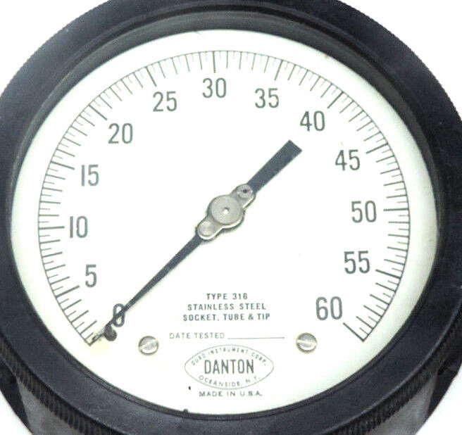 LOT OF 2 TYPE 316 STAINLESS SOCKET TUBE & TIP GAUGES (1) DANTON (1) WIKA 1-60PSI