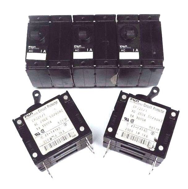 LOT OF 5 FUJI ELECTRIC CP32E/1 CIRCUIT PROTECTORS 250VAC, 50/60HZ, 1A, CP32E1