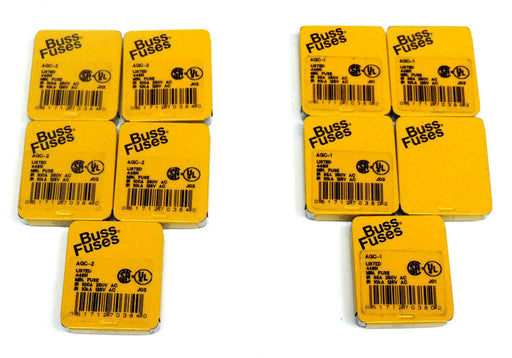 LOT OF 25 NEW COPPER BUSSMANN AGC-1 FUSES AGC1 & 25 NEW AGC-2 FUSES AGC2