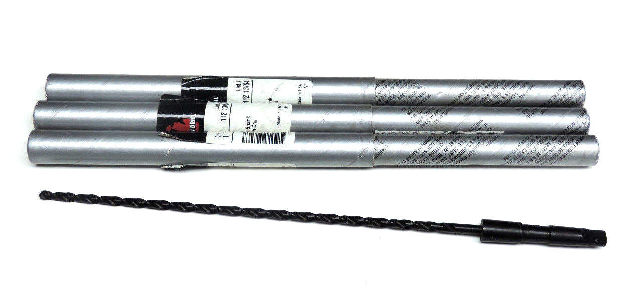 LOT OF 3 NEW MICHIGAN DRILL #1MT TAPER SHANK EXTRA LENGTH DRILL 112 13/64"
