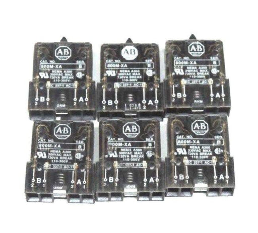 LOT OF 6 ALLEN BRADLEY 800M-XA CONTACT BLOCKS SER B 800MXA