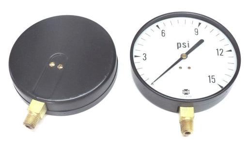 LOT OF 3 NIB AMETEK 005546 PRESSURE GAUGES FIG. NO. P 500 RANGE: 15 PSI, 4-1/2''