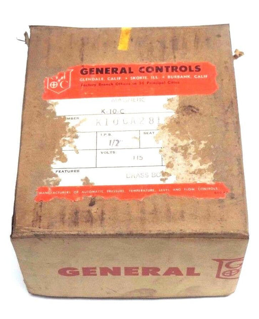 NIB GENERAL CONTROLS K10-C MAGNETIC VALVE K10CA281 1/2" CONNECTION