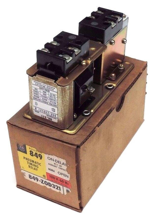 NIB ALLEN BRADLEY 849-ZOD321 PNEUMATIC TIMING RELAY SER B, 120V, 60HZ, 849ZOD321