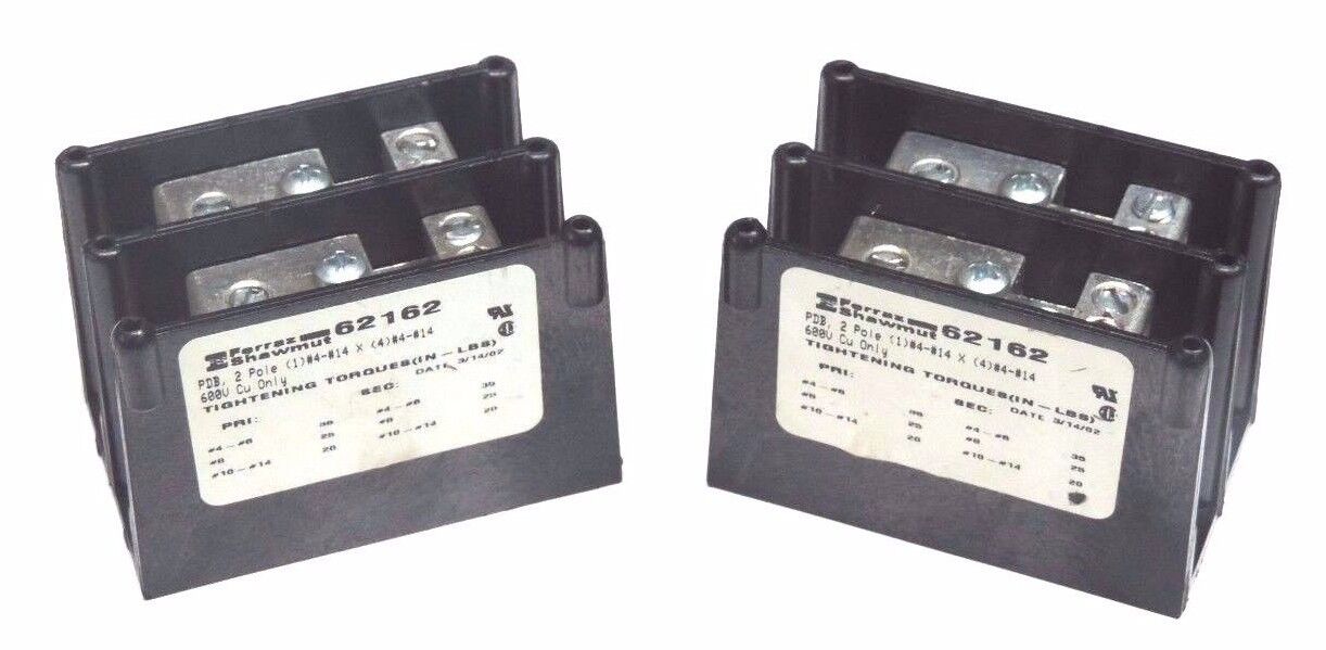 LOT OF 2 FERRAZ SHAWMUT 62162 POWER DISTRIBUTION BLOCKS 2POLE