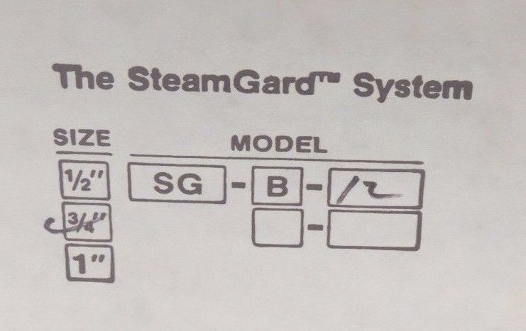 NIB THE STEAMGARD SYSTEM SG-B-12 SIZE: 3/4'' TRAP VALVE SGB12
