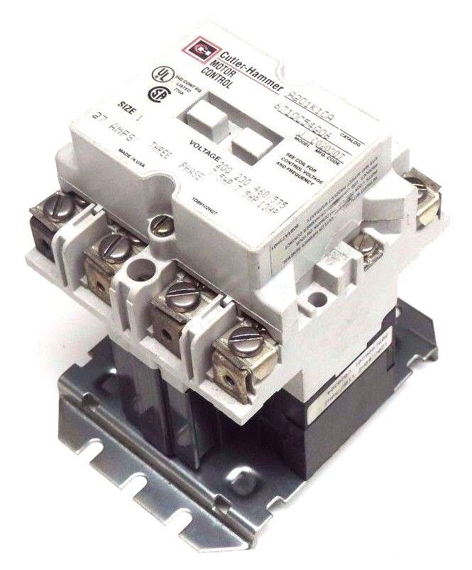 CUTLER HAMMER A201K1CA CONTACTOR MODEL J, 6710C54G06, SIZE 1, 27AMPS