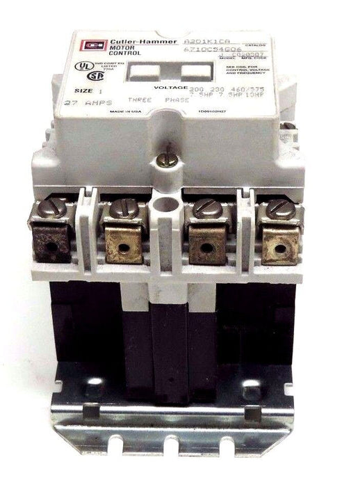 CUTLER HAMMER A201K1CA CONTACTOR MODEL J, 6710C54G06, SIZE 1, 27AMPS