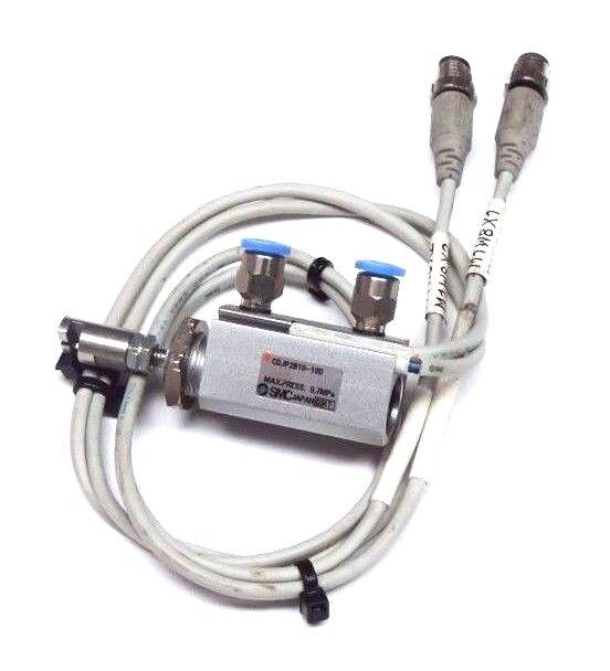 SMC CDJP2B10-10D PNEUMATIC CYLINDER W/ (2) SMC D-M9P REED SWITCHES