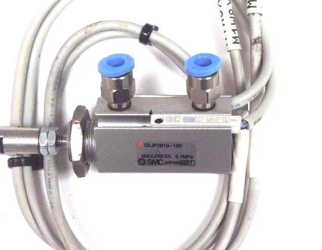 SMC CDJP2B10-10D PNEUMATIC CYLINDER W/ (2) SMC D-M9P REED SWITCHES