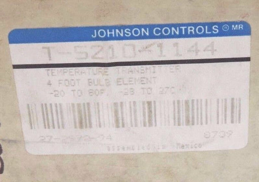 FACTORY SEALED JOHNSON CONTROLS T-5210-1144 TEMPERATURE TRANSMITTER, -20-80 F