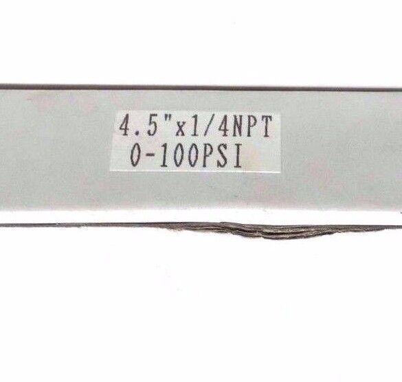NIB BOSS 001400 PRESSURE GAUGE 0-100PSI, 4.5", 1/4" NPT