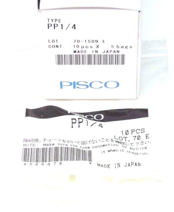 LOT OF 50 NIB PISCO PP1/4 FITTINGS 1/4'', 70-1509 E, PP14