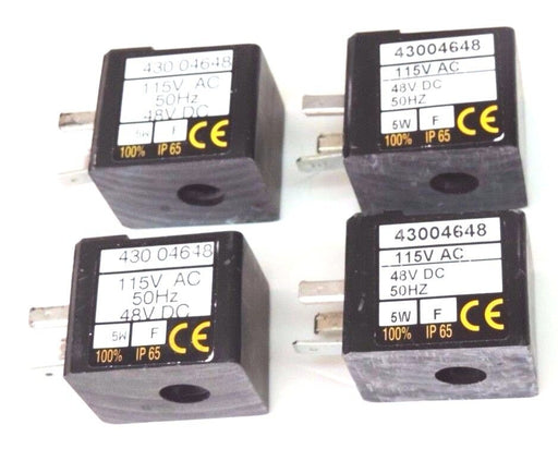 LOT OF 4 ASCO 43004648 SOLENOID COILS 115V AC, 48V DC, 50HZ, 5W