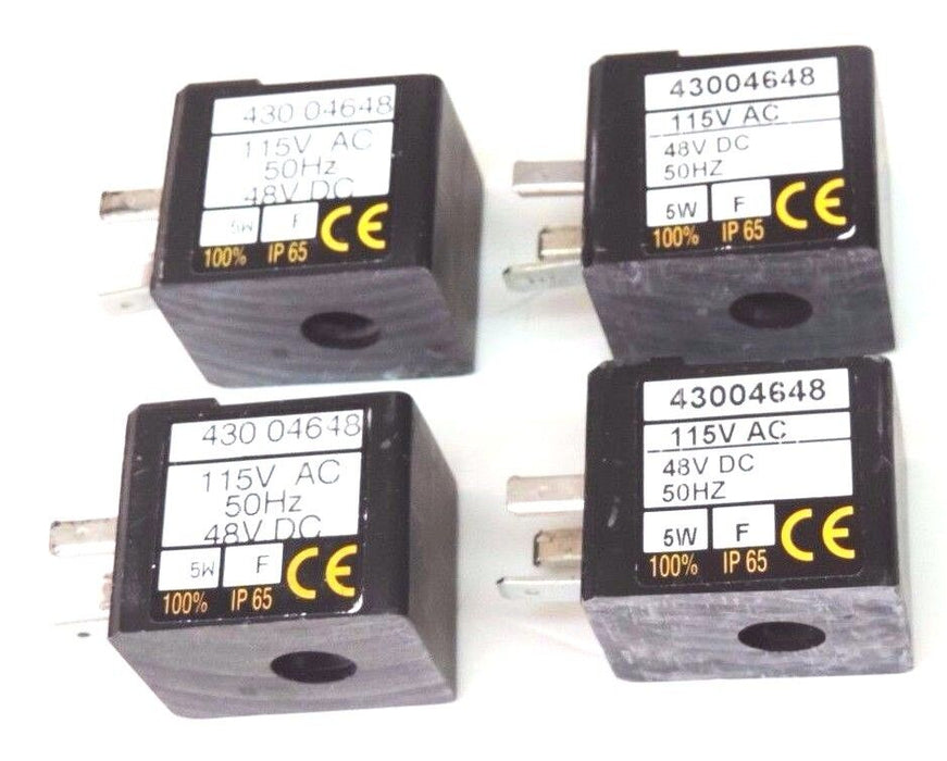 LOT OF 4 ASCO 43004648 SOLENOID COILS 115V AC, 48V DC, 50HZ, 5W