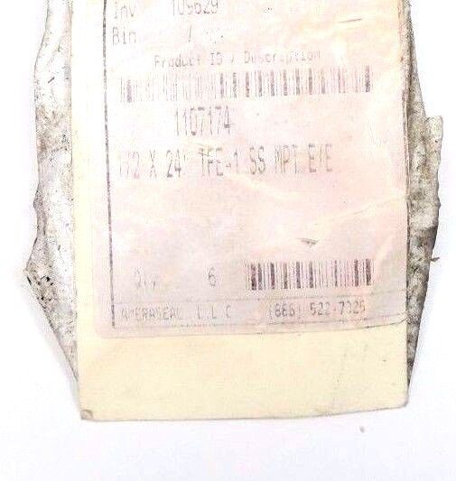 NEW STAINLESS STEEL 1107174 BRAIDED HOSE 1/2" X 24" TFE-1 SS MPT E/E