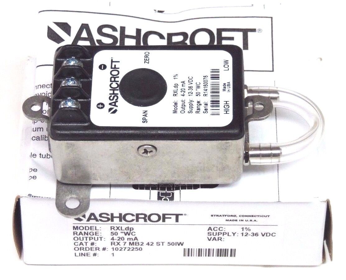 NIB ASHCROFT RX-7-MB2-42-ST-50IW TRANSMITTER 4-20MA, 12-36VDC, RXLDP, 10272250