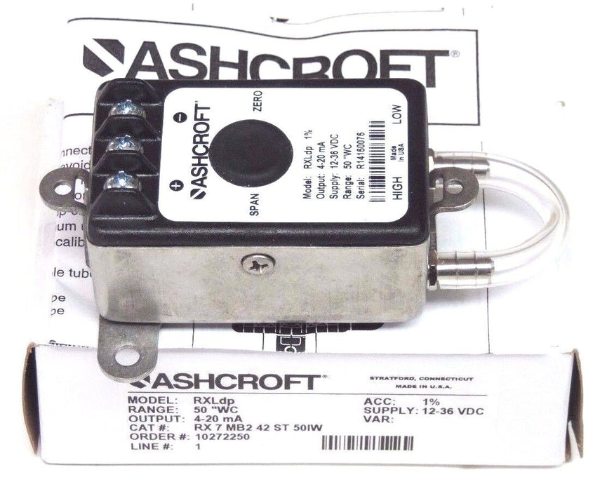 NIB ASHCROFT RX-7-MB2-42-ST-50IW TRANSMITTER 4-20MA, 12-36VDC, RXLDP, 10272250