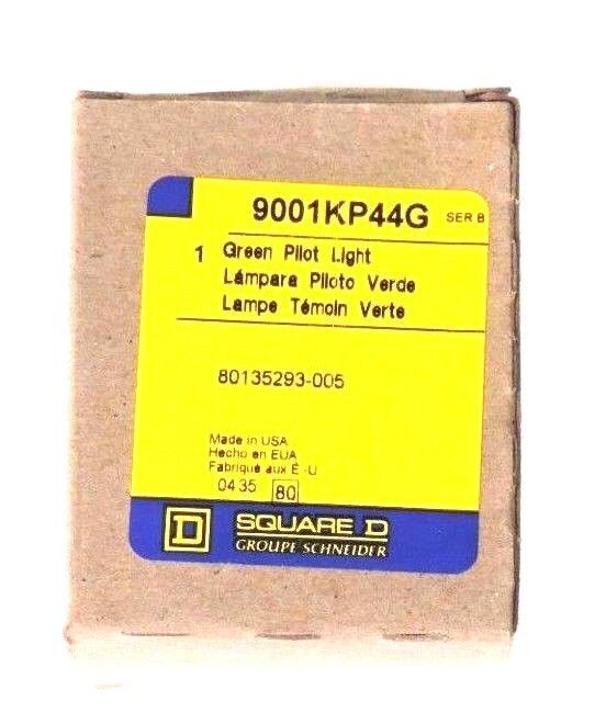 NIB SQUARE D 9001-KP44G SER. B GREEN PILOT LIGHT 30MM, 20/30V, 9001KP44G