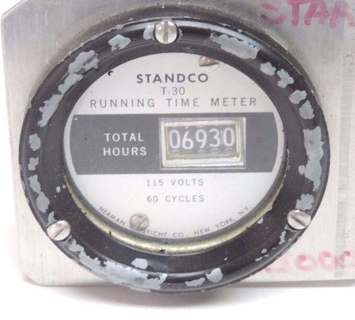 STANDCO T-30 RUNNING TIME METER 115V, 60CYCLE, T30