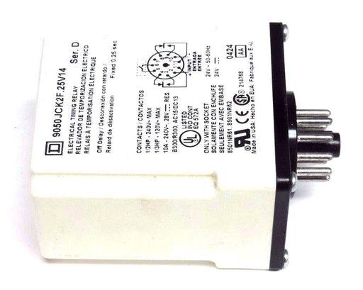 SQUARE D 9050-JCK2F.25V14 SER. D TIMING RELAY 240VAC, 10AMP, 25SEC., 11PIN