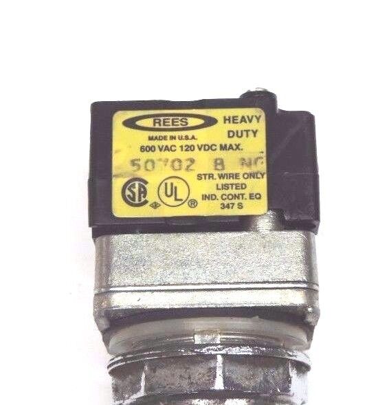 LOT OF 2 REES CONTACT BLOCKS 50701-A-NO & 50702-B-NO W/ RED CAP PUSHBUTTON