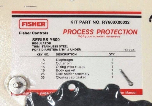 NEW FISHER CONTROLS RY600X00032 TYPE Y600, 7/16'' AND UNDER, SS TRIM
