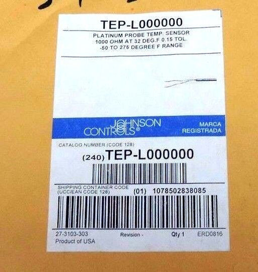 NEW JOHNSON CONTROLS TEP-L000000 PLATINUM PROBE TEMP. SENSOR TEPL000000