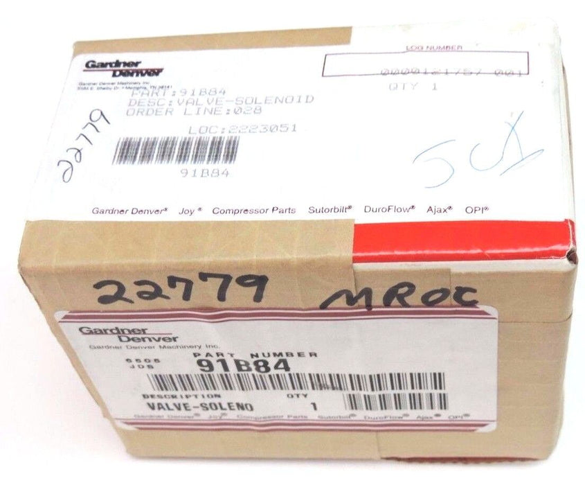 FACTORY SEALED GARDNER DENVER 91B84 SOLENOID VALVE