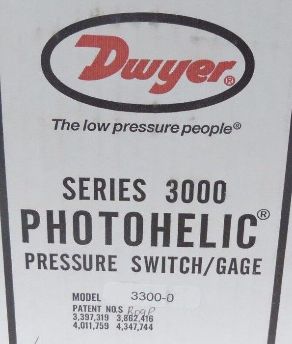 NEW SEALED DWYER 33000 SERIES 3000 PHOTOHELIC PRESSURE SWITCH/GAGE, 3300-0