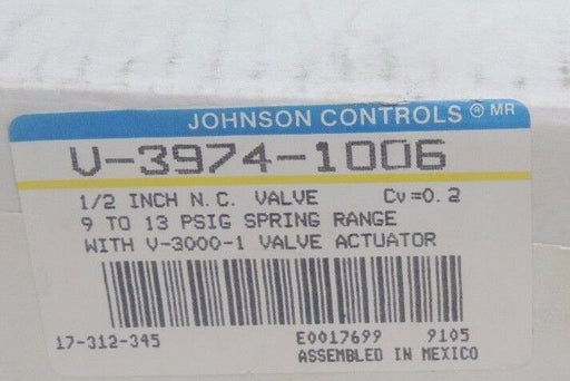NIB JOHNSON CONTROLS V-3974-1006 PNEUMATIC ACTUATOR W/ V-3000-1 VALVE
