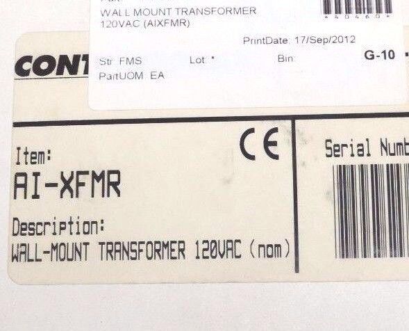 NIB JOHNSON CONTROLS AI-XFMR WALL MOUNT TRANSFORMER 120VAC AIXFMR