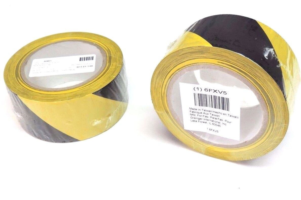 (2) NEW GRAINGER SAFETY WARNING TAPE 6FXV5 BLACK/YELLOW  2" W X 36 YD ( 108')