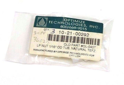 LOT OF 3 NEW OPTIMIZE TECHNOLOGIES 10-21-00292 LP NUT 1/16'' OD TUB NATURAL TEFZ