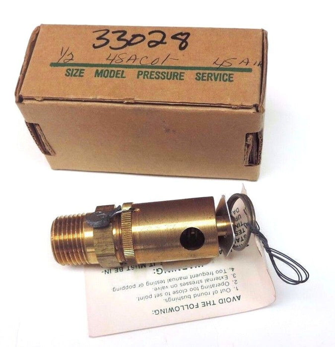 NIB KUNKLE 48AC01 SAFETY VALVE SIZE: 1/2'' SET 45 PSI