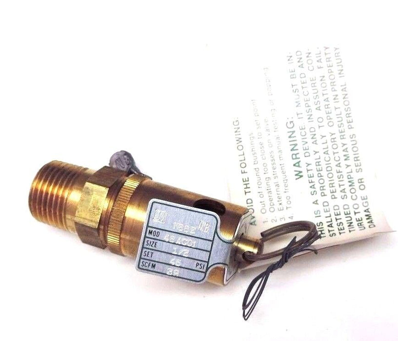 NIB KUNKLE 48AC01 SAFETY VALVE SIZE: 1/2'' SET 45 PSI