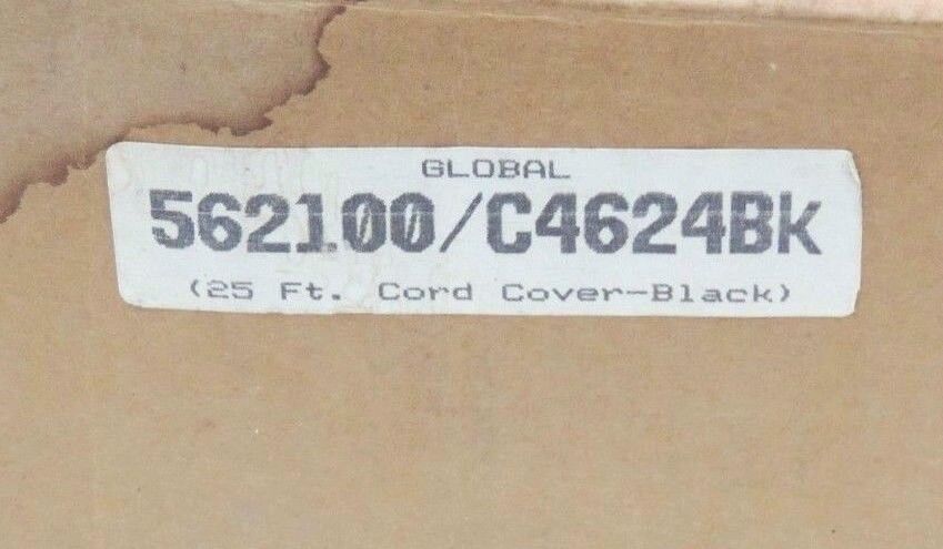 NEW GLOBAL 562100/2 CORD COVER C4624BK 25' WITH DOUBLE SIDED TAPE 88070