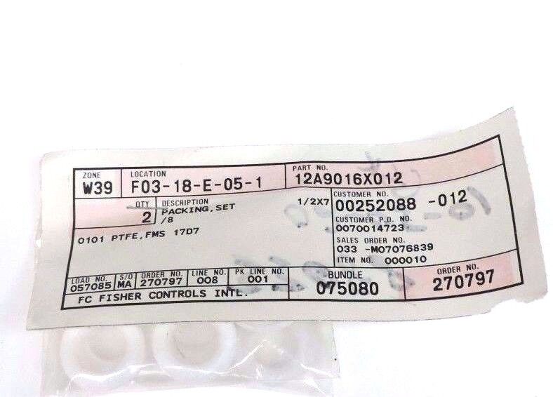 LOT OF 2 NEW FISHER 12A9016X012 PACKING SET REPAIR KITS