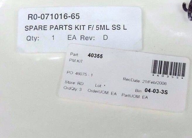 NEW AGILENT TECHNOLOGIES R0-071016-65 SPARE PARTS KIT F/5ML SS LIQUID HEAD