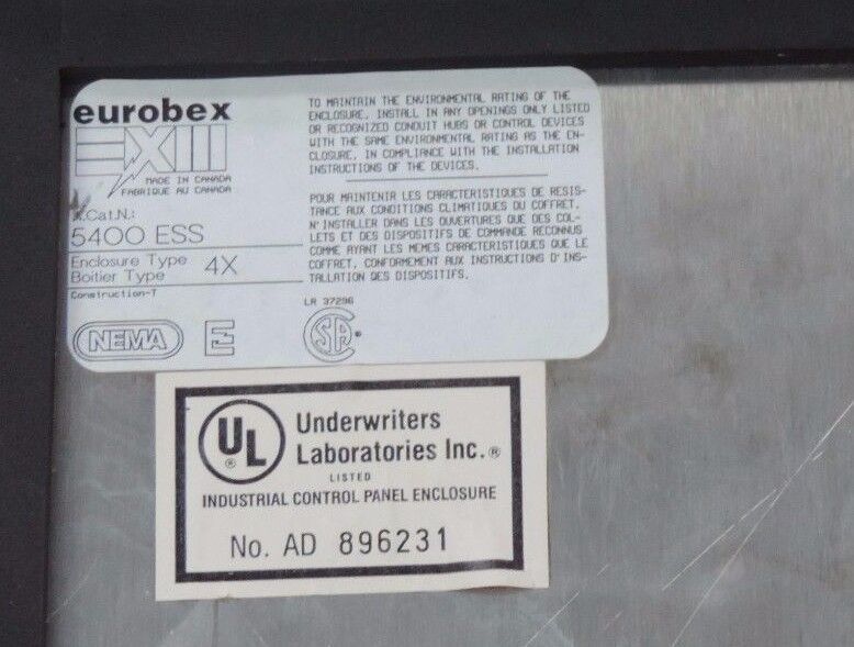 EUROBEX 5400 ESS PANEL BOX ENCLOSURE WITH SQUARE D 9001-K82 BUTTONS / BACK PLATE