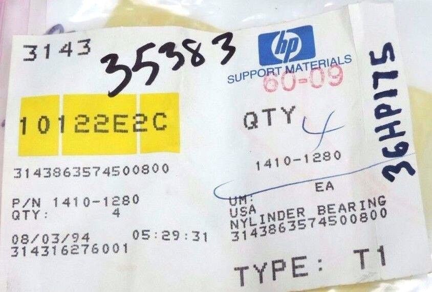 LOT OF 4 NEW AGILENT TECHNOLOGIES / HP 1410-1280 NYLINDER BEARINGS 14101280