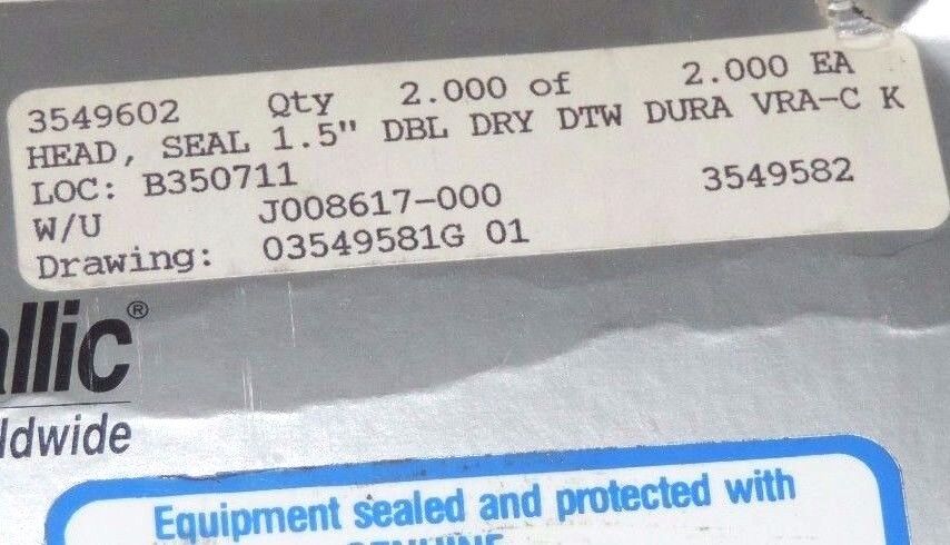 NEW DURAMETALLIC MECHANICAL SEAL 165214 DOUBLE INSIDE VRA-C 1.5" SHAFT P603118